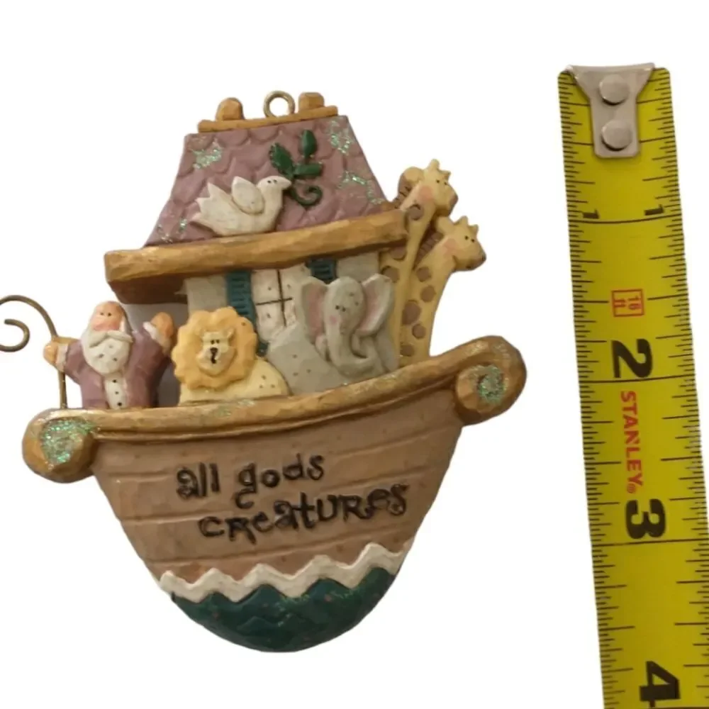 Vintage Noahs Ark Resin Christmas‎ Ornament All Gods Creatures Religious Decor